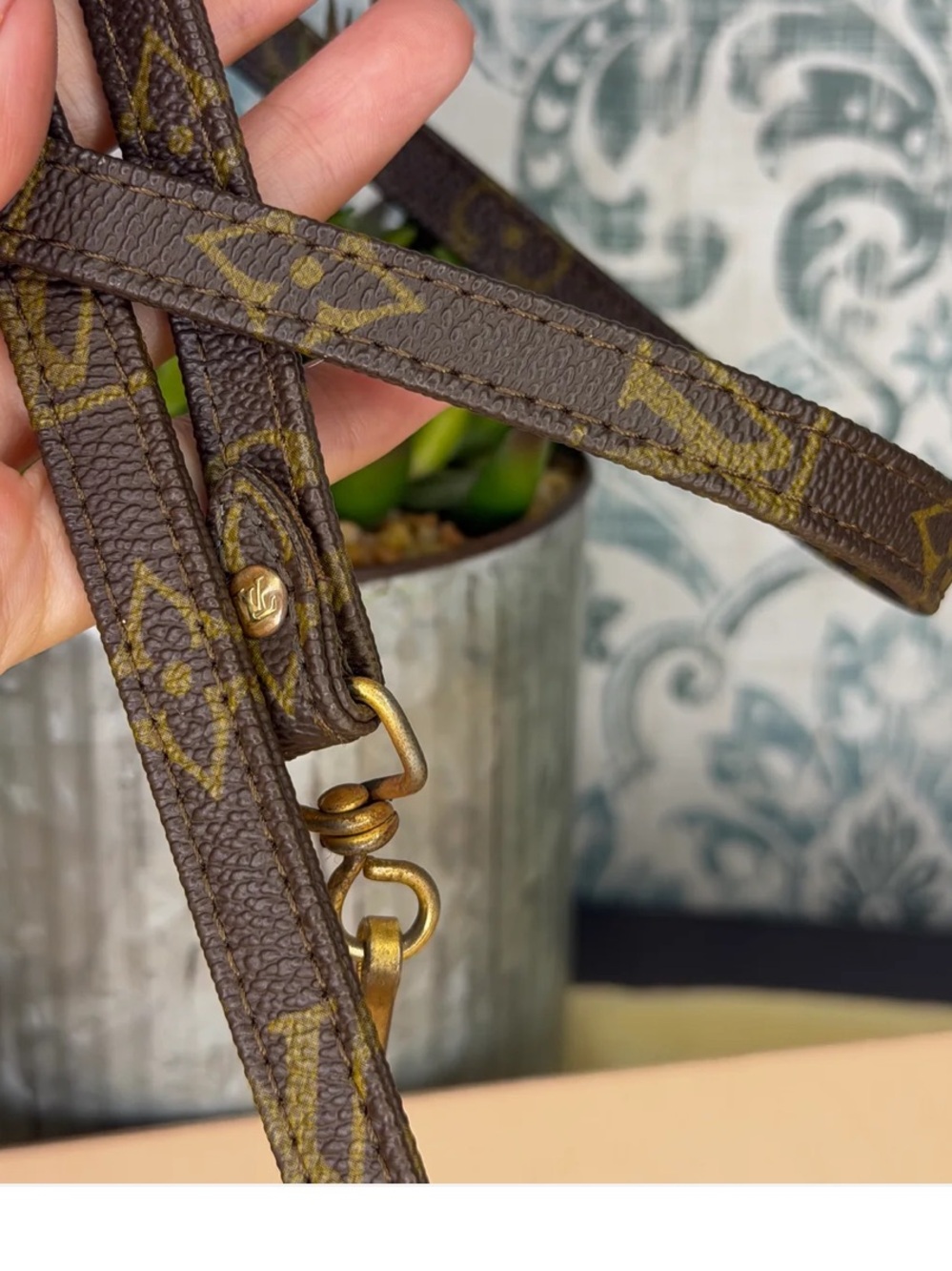Louis Vuitton Brown Monogram Shoulder Strap with Gold-Tone Hardware